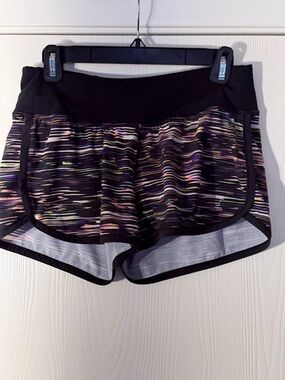 New Balance Black Running Shorts with Multicolor Stripe Print. Size Small.